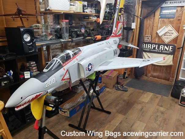 Wing Bag, RC Wing Bag, RC Wing Carrier, RC ​Skymaster F-4 Jet 1:7th Scale Sundowner, RC Wing Bags to Protect Your RC Jets, Ace Wing Carrier, Customs, Ace Wing Carrier.com